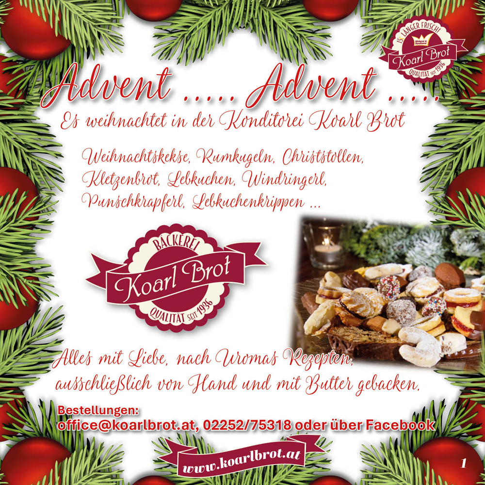 Es weihnachtet in der Konditorei Koarl Brot